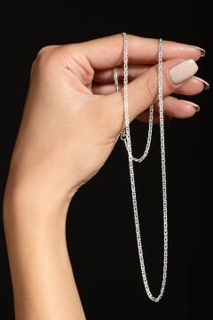 Kuşgözü Model Gümüş Zincir 1,95 mm Genişlik 50 Cm - Gümüş Rengi