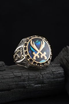 Okyanus Sedefi Zülfikar Gravür Sarmaşık Yüzük