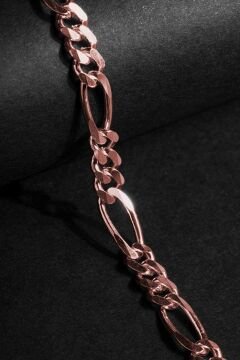 Figaro Model Gümüş 6,20 mm Genişlik Bileklik 17 Cm - Rose Rengi
