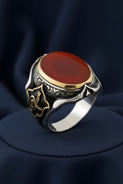 Küçük Boy Zambak Model Akik Taşlı Gümüş Yüzük