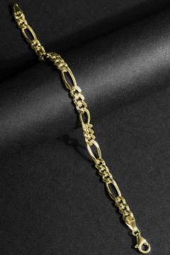 Figaro Model Gümüş 6,20 mm Genişlik Bileklik 18 Cm - Altın Rengi