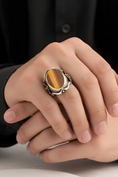 Küçük Boy Zambak Kaplangözü Taşlı Gümüş Yüzük