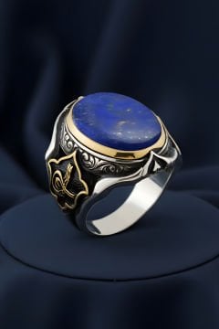 Küçük Boy Zambak Lapis Lazuli Taşlı Gümüş Yüzük