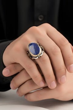 Küçük Boy Zambak Lapis Lazuli Taşlı Gümüş Yüzük